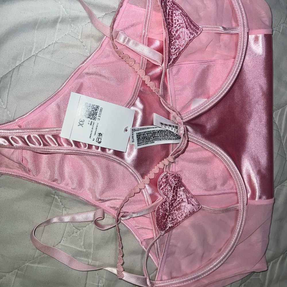 Pink Satin and Mesh Bodysuit - Picture 7 of 7